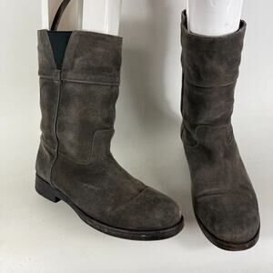 NDC Made By Hand Boots Women's 9 Gray Suede Fleece Lined Pull On Mid-Calf Bootie